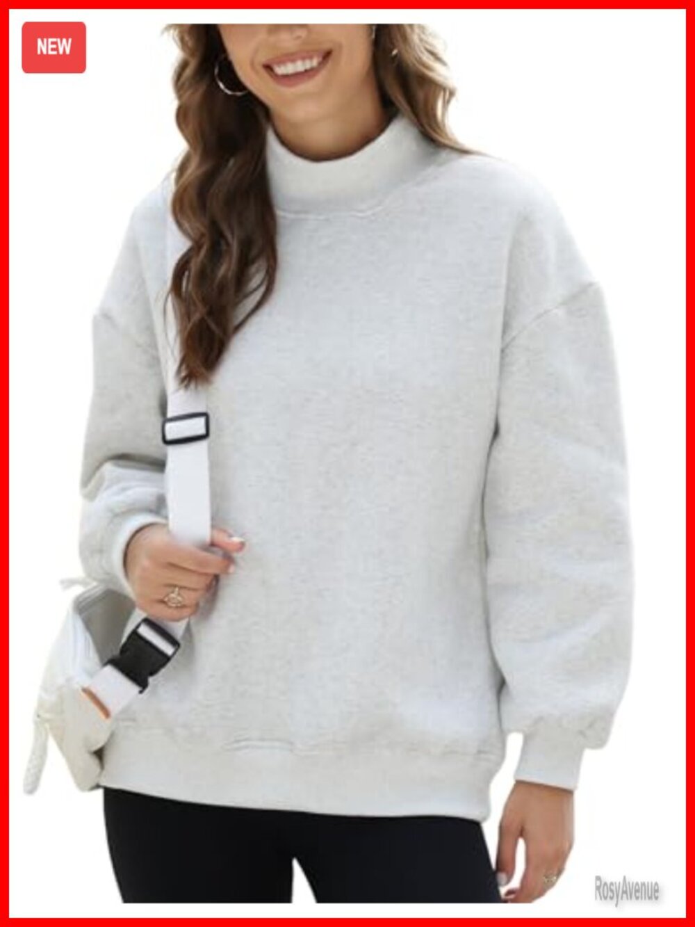 Mock Neck Oversized Fleece Lined Sweatshirt Drop Shoulder Pullover
